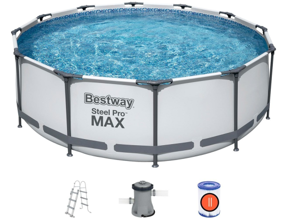Бассейн каркасный Bestway Steel Pro Мах, 366 х 122 см + фильтр-насос + аксессуары