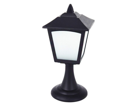 Декоративный светильник-фонарик БРЮГГЕ-ФИР (четырёхгранный), чёрный, тёплые белые LED-огни, эффект живого пламени, 27 см, таймер, батарейки