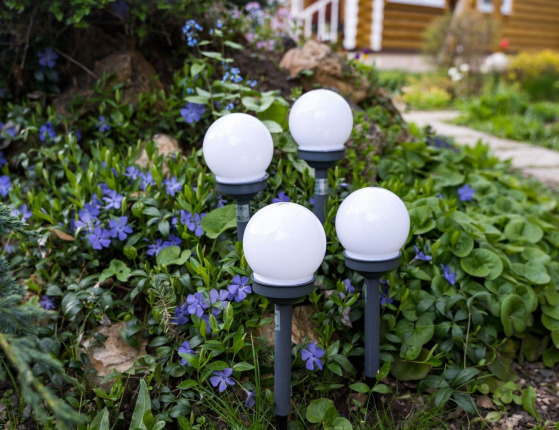 Садовые светильники Solar МОЛОЧНАЯ РАДУГА на солнечной батарее, RGB LED-огни, 27 см, набор - 4 шт.