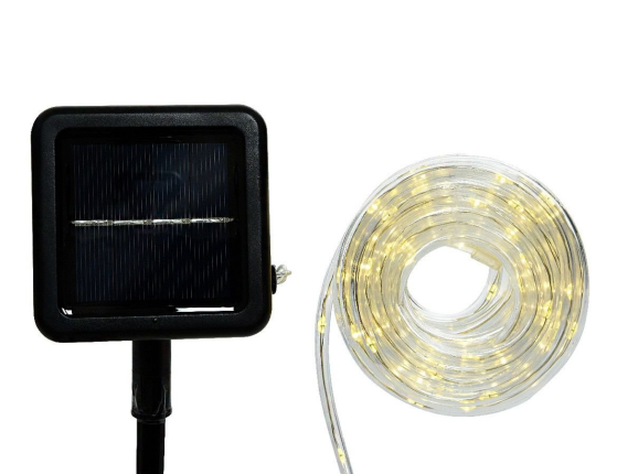 Светодиодный Дюралайт Solar на солнечной батарее, 100 тёплых белых LED-огней, 5+3 м, контроллер