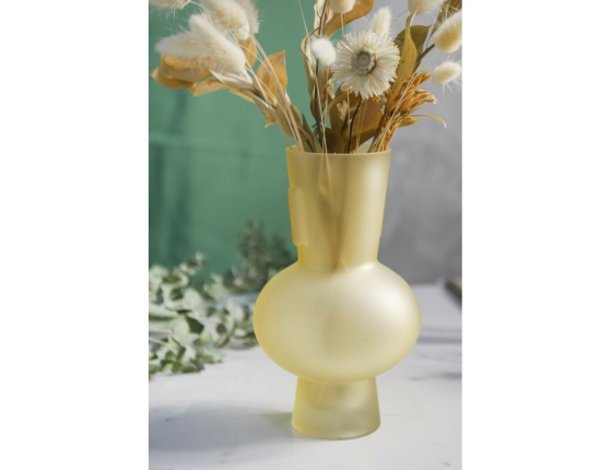 Стеклянная ваза ЛАТТЕ ДОРАТО малая, ручной работы, золотистая матовая, 22 см