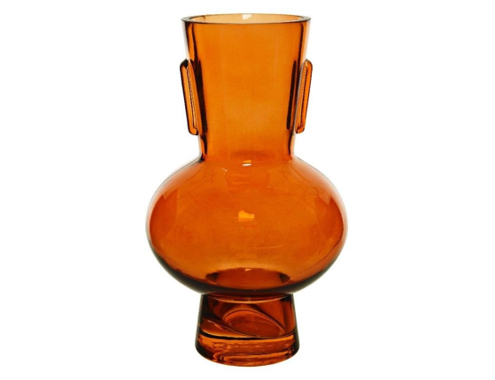Стеклянная ваза АМБРА СКУРА малая, ручной работы, янтарная, 22 см