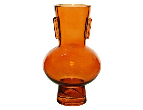 Стеклянная ваза АМБРА СКУРА, ручной работы, янтарная, 32 см