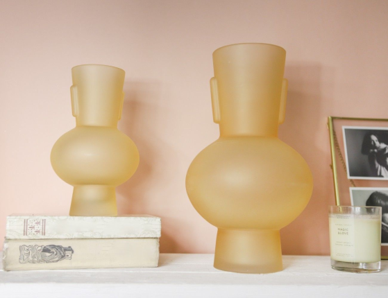 Стеклянная ваза ЛАТТЕ ДОРАТО, ручной работы, золотистая матовая, 32 см