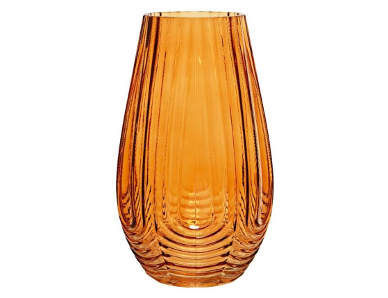 Стеклянная ваза АМБРА КЬЯРА малая, ручной работы, янтарная, 25 см
