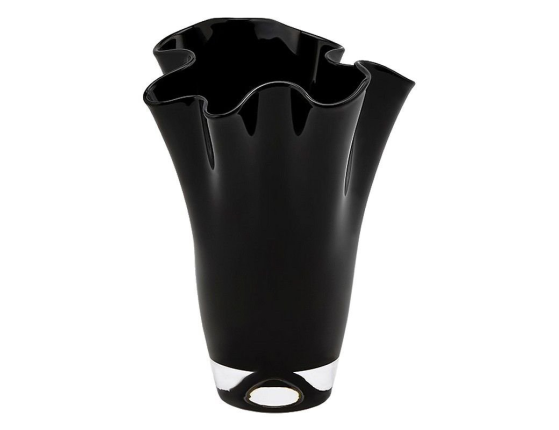 Дизайнерская стеклянная ваза ПЕСНЬ НОЧНОГО ЛЬДА, чёрная, 22 см