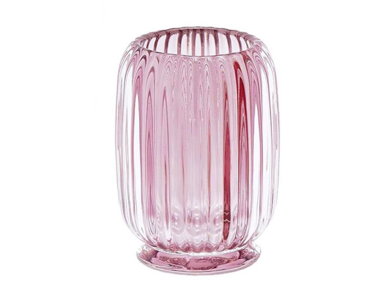 Стеклянная ваза ЗИМНИЙ КОКТЕЙЛЬ, пудрово-розовая, 12 см