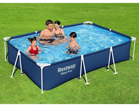 Каркасный прямоугольный бассейн Bestway Steel Pro, 300х201x66 см + фильтр-насос