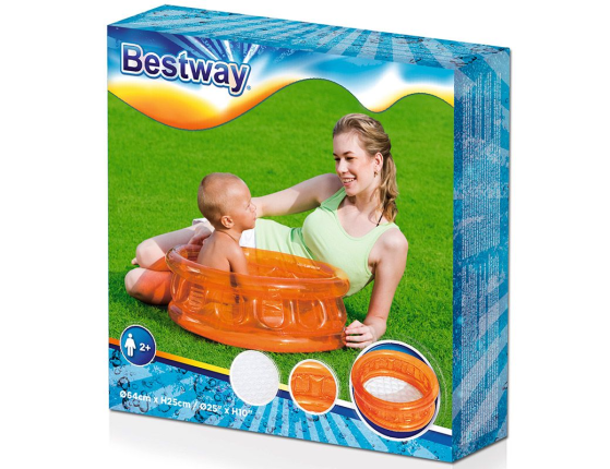 Надувной круглый бассейн Детский оранжевый, 64х25 см, от 2 лет, BestWay