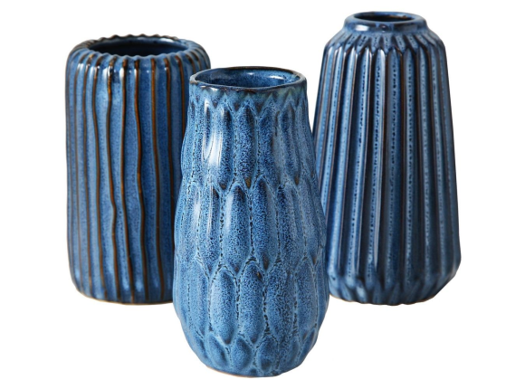 Керамическая ваза ВЕЧЕРНЯЯ АКВАРЕЛЬ, цилиндрическая, тёмно-голубая, 15 см