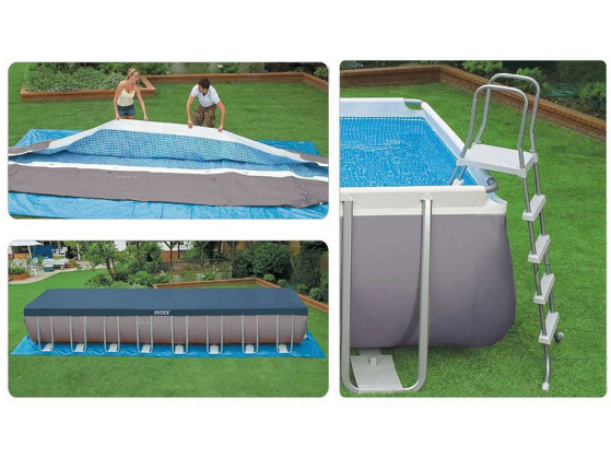 Бассейн каркасный Intex Rectangular Ultra Frame Pool, 732х366х132 см + фильтр-насос + аксессуары
