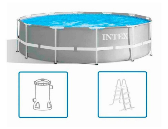Бассейн  каркасный Intex Prism Frame Pool, 366 х 99 см + фильтр-насос + лестница