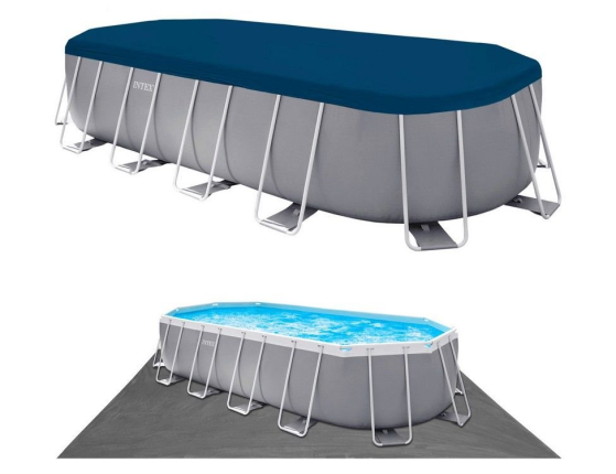 Каркасный бассейн Intex Oval Prism Frame Pool, 503х274х122 см + фильтр-насос + аксессуары