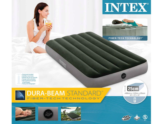 Надувная кровать (матрас Intex) Prestige Downy Airbed, (Twin), 99х191х25см