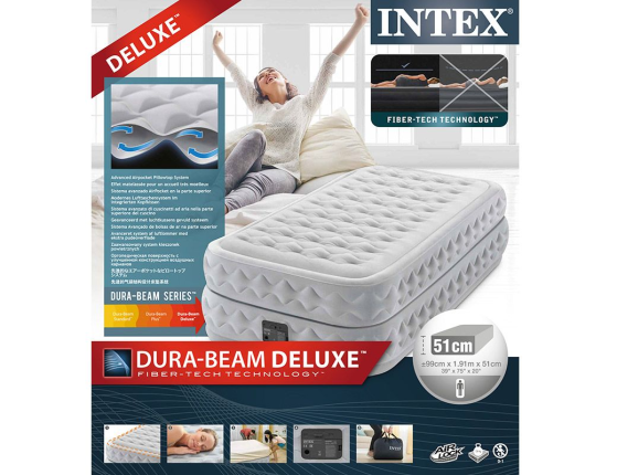 Надувная кровать Intex Supreme Air-Flow Bed (Twin), 99х191х51см со встроенным насосом 220V