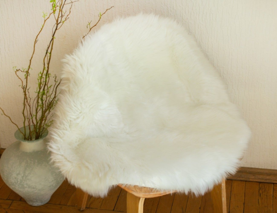 Декоративный коврик МЕХОВУШКА круглый, белый ягнёнок, 80 см