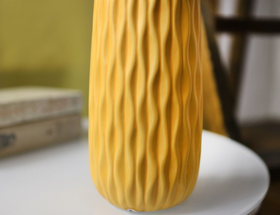 Керамическая ваза ЛУАНА прямая, жёлтая, 24х10 см