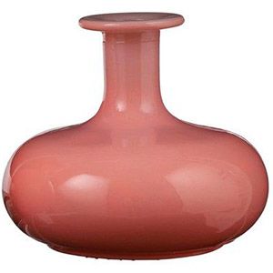 Декоративная стеклянная вазочка АЛХИМИЯ, розовая, прозрачная, форма -  приплюснутый шар, 12х14 см