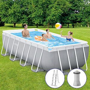 Каркасный бассейн Intex Rectangular Prism Frame Pool, 400х200х122 см + фильтр-насос + лестница