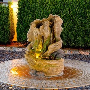 Садовый декоративный фонтан  СИЛЬВАН, тёплая белая  LED-подсветка, 35x40x59 см,