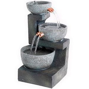 Декоративный настольный мини-фонтан ЧАШИ НАСТРОЕНИЙ светло-серый, искусственный камень, 22 см