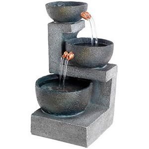 Декоративный настольный мини-фонтан ЧАШИ НАСТРОЕНИЙ тёмно-серый, искусственный камень, 22 см