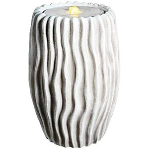 Декоративный садовый фонтан-вазон  ФЕССАЛИЯ, искусственный камень, белый, тёплая белая LED-подсветка, 54х38 см