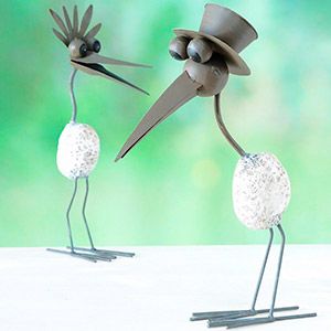 Фигуры для сада  ПТИЧКИ ЧАККИ металлические, серые, 50 см (2 шт.)