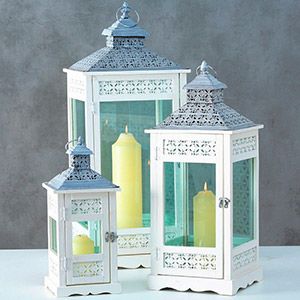 Деревянные фонари подсвечники ЖАНИН, белые, 45-81 см (3 шт.)