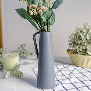 Керамическая ваза кувшин УРСУЛА, конусная, серая, 21 см