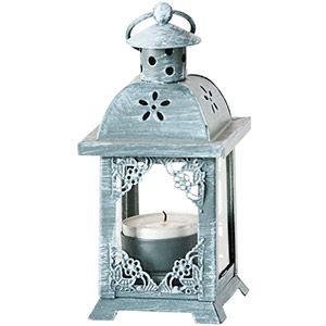 Подсвечник-фонарик под чайную свечу ПАУЛИ - Ажурный ОРНАМЕНТ, металлический, серый, 14х7 см