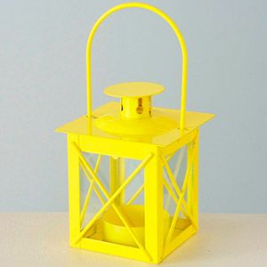 Подсвечник-фонарик под чайную свечу ФАРОЛИ, металлический, жёлтый, 11х8 см
