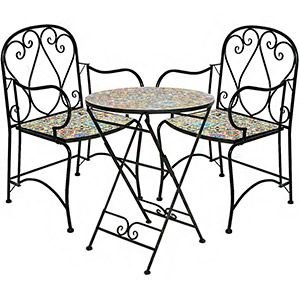 Садовая мебель с мозаикой АНДАЛУСИЯ (стол и 2 кресла), металл, керамика