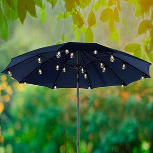 Ретро гирлянда UMBRELLA BULBS, 20 тёплых белых LED-ламп, 8 нитей по 1.2 м, чёрный провод, уличная