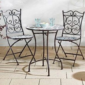 Садовая мебель с мозаикой СИЕНА (стол и 2 стула), металл, керамика