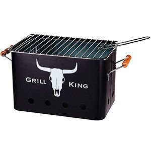 Портативный гриль на углях GRILL KING, с деревянными ручками, чёрный, 32х20х20 см