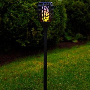 Садовый светильник - фонарь Solar ФЛАМЕНКО на солнечной батарее, 36 жёлтых LED-огней с эффектом живого пламени, 57х11.5 см