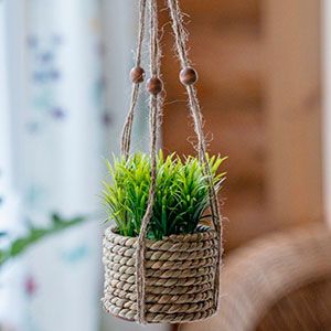Искусственное растение COZY GREENS в подвесном джутовом кашпо, пластик, 8х12 см