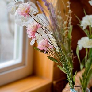 Искусственные цветы ПОЛЕВЫЕ ГЕОРГИНЫ, декоративная ветка, полиэстер, розовые, 60 см