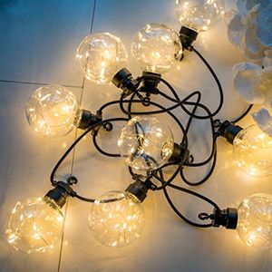 Гирлянда из лампочек BULBS BALLS, 10 тёплых белых LED-огней, 2.7+3 м, чёрный провод, уличная