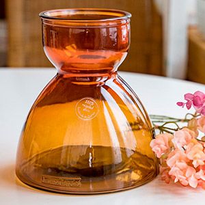 Декоративная стеклянная ваза КАШТАНОВЫЙ  МЁД, прозрачно-коричневая, 23 см