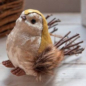 Фигурка ПТИЧКА-ПУХЛИК, оливковый, 15 см