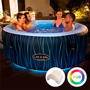 Надувной СПА бассейн Bestway LAY-Z-SPA Hollywood с аэромассажем и подсветкой, 196х66 см