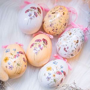 Декоративные пасхальные яйца ЦВЕТУЩИЙ ЛУГ, подарочный набор, 8 см (упаковка 6 шт.)
