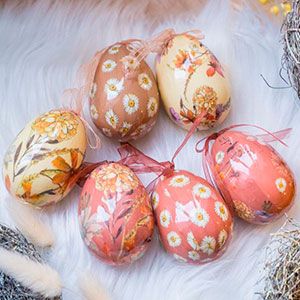 Декоративные пасхальные яйца УСЛАДА ДЛЯ ДУШИ, подарочный набор, 7.5 см (упаковка 6 шт.)