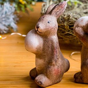 Декоративная фигурка ПАСХАЛЬНЫЙ КРОЛИК ЛАПЧИК, терракота, 15 см