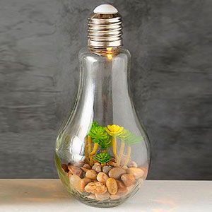Декоративный светильник ЧУДО-КЛУМБА, теплая белая LED подсветка, стекло, пластик, батарейки, 23 см