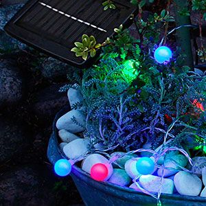 Садовая гирлянда FAYRI CHERRY, солнечная батарея, 20 разноцветных LED-огней, 4.75+2 м, прозрачный провод