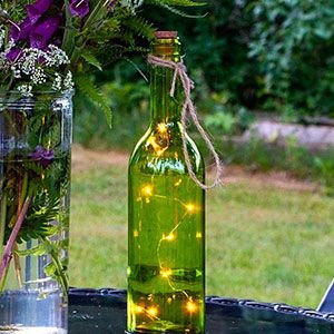 Садовый светильник MAGIC BOTTLE, солнечная батарея, зелёный, 10 тёплых белых микро LED-огней, 31 см
