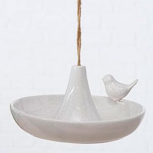 Декоративная кормушка для птиц АСЬЕТТ, керамическая, белая, 20х12 см